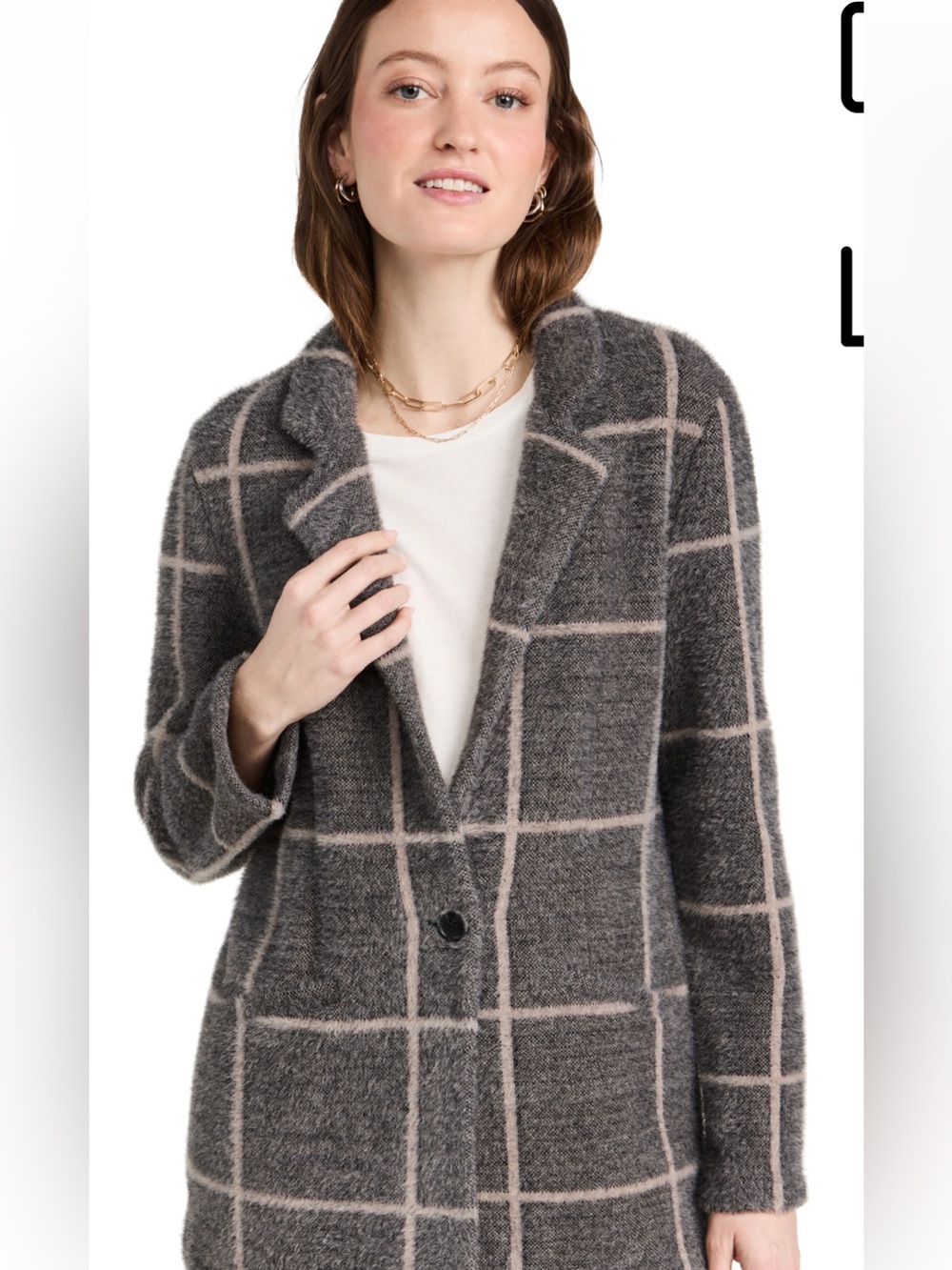 Z Supply Anna Plaid Blazer in Charcoal Windowpane Size Large